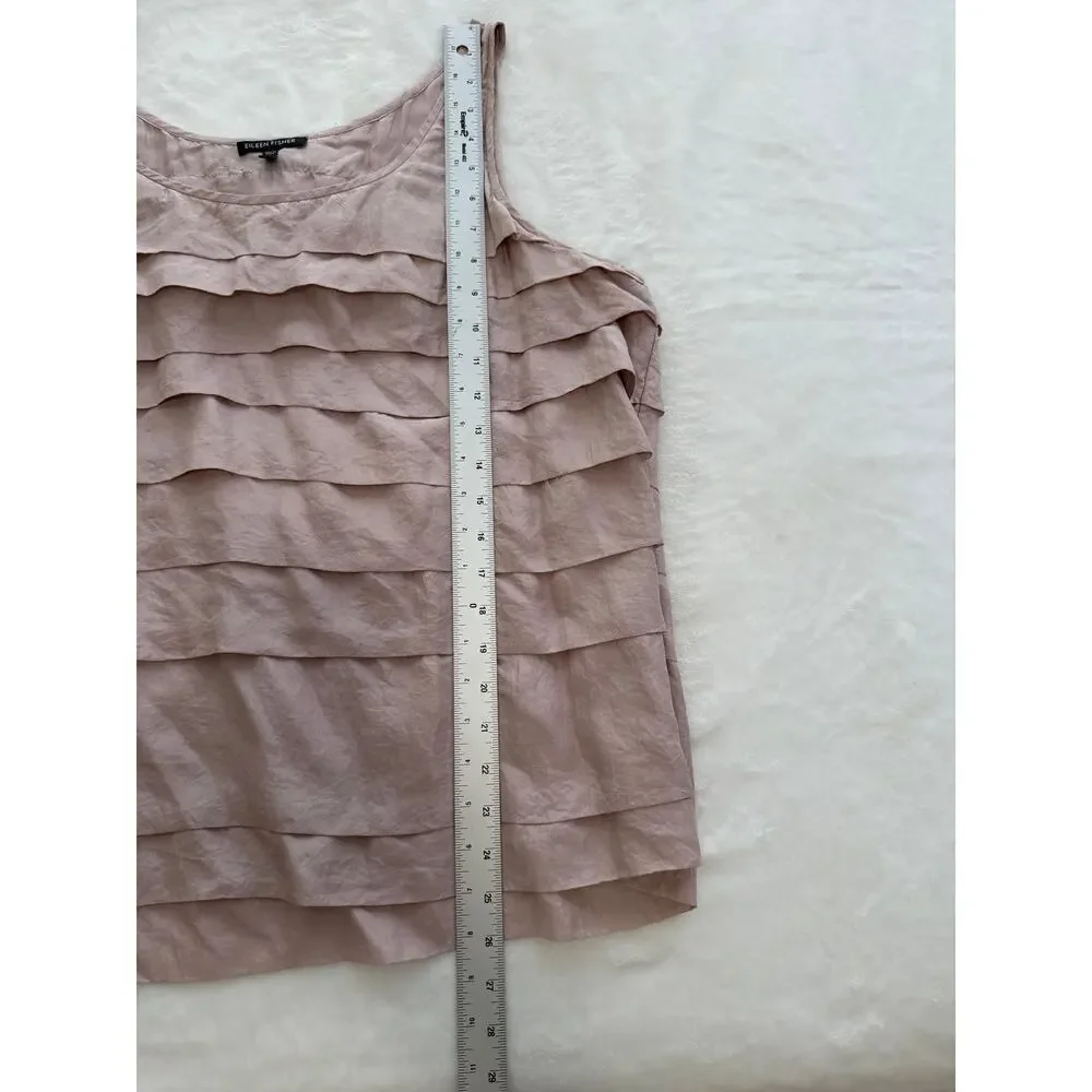 Eileen Fisher Ruffle Top 100% Silk Sleeveless Lavender Layered Quiet Luxury XL - Picture 7 of 8